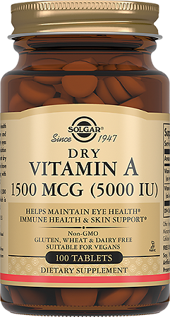 Solgar Витамин А сухой 1500 мкг (5000 МЕ) таблетки массой 370 мг 100 шт