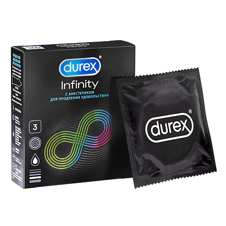 Презервативы Durex Infinity гладкие с анестетиком 3 шт