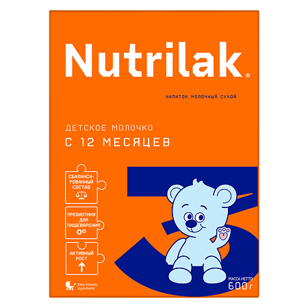 Nutrilak 3 Детское молочко напиток молочный сухой с 12 мес. 600 г 1 шт