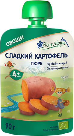 Fleur Alpine Пюре сладкий картофель с 4 мес., пауч 90 г 1 шт
