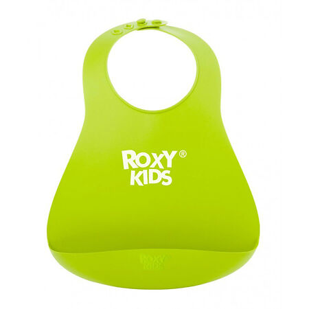 ROXY-KIDS Нагрудник мягкий зелёный RB-402-G, 1 шт