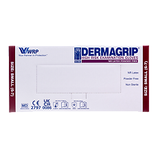 Изображение товара Перчатки латексные неопудренные Dermagrip HIGH RISK р-р S 50 шт