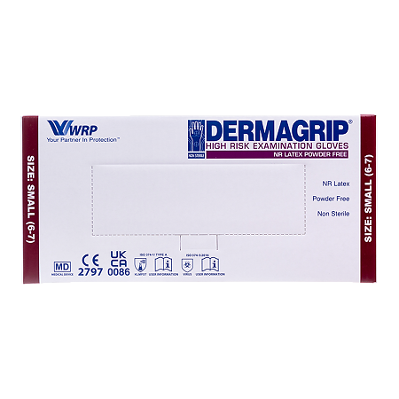 Перчатки латексные неопудренные Dermagrip HIGH RISK р-р S 50 шт