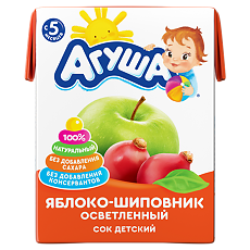 Купить Агуша Сок детский Яблоко-Шиповник осветленный с 5 мес 200 мл 1 шт цена