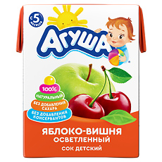 Купить Агуша Сок детский Яблоко-Вишня осветленный с 5 мес 1 шт цена