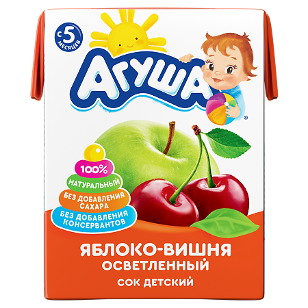 Агуша Сок детский Яблоко-Вишня осветленный с 5 мес 1 шт