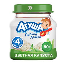 Купить Агуша Овощные пюре Капуста цветная с 4 мес стекло 80 г 1 шт цена