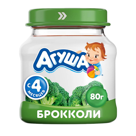 Агуша Овощные пюре Брокколи с 4 мес стекло 80 г 1 шт