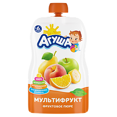 Купить Агуша Фруктовые пюре Мультифрукт с 6 мес пауч 90 г 1 шт цена