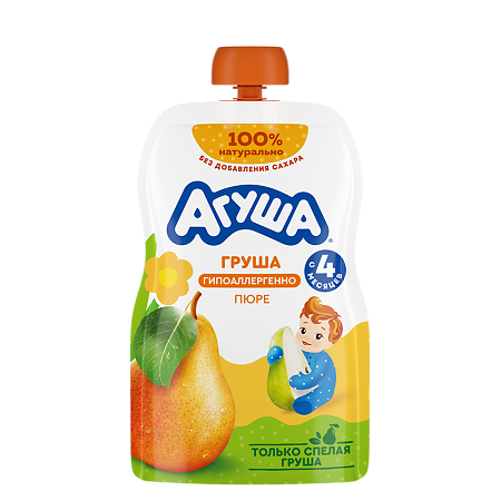 Агуша Фруктовые пюре Груша с 4 мес пауч 90 г 1 шт