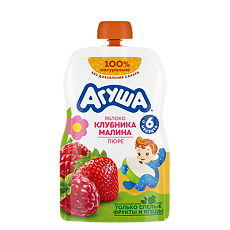 Купить Агуша Фруктовые пюре Яблоко-Клубника-Малина с 6 мес пауч 90 г 1 шт цена