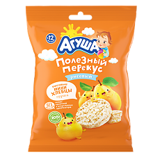 Купить Агуша Полезный Перекус Мини Хлебцы рисовые Груша с 12 мес 30 г 1 шт цена