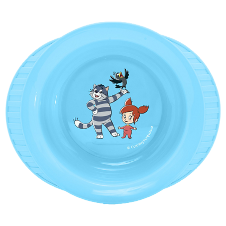 МАМА ТАМА Тарелка пластиковая глубокая на присоске 6 мес.+ Голубая 1 шт