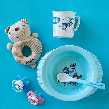 МАМА ТАМА Тарелка пластиковая глубокая на присоске 6 мес.+ Голубая 1 шт