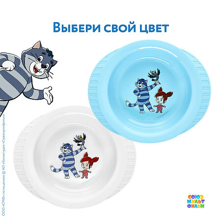 МАМА ТАМА Тарелка пластиковая глубокая на присоске 6 мес.+ Голубая 1 шт