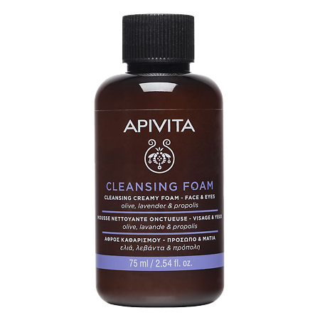 Apivita Cleansing Foam Пенка для лица и глаз Олива, Лаванда,Прополис очищающая 75 мл 1 шт