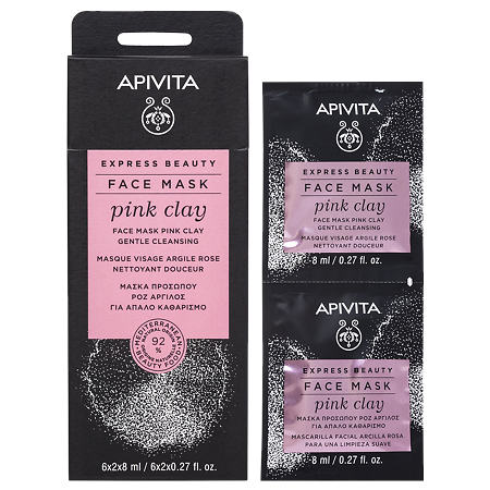 Apivita Express Beauty Маска для лица Pink Clay Розовая Глина саше 8 мл 2 шт