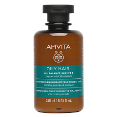 Купить Apivita Oil Balance Шампунь балансирующий для жирных волос Мята и Прополис 250 мл 1 шт цена