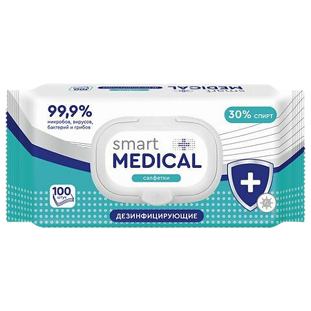 Smart Medical Салфетки дезинфицирующие с клапаном 100 шт
