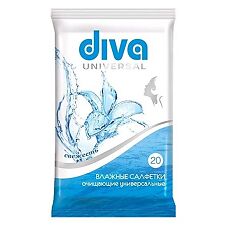 Купить Diva Universal Салфетки влажные Свежесть очищающие универсальные 20 шт цена