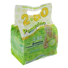 Купить Pamperino Салфетки влажные детские без отдушки 80 шт 2 уп цена