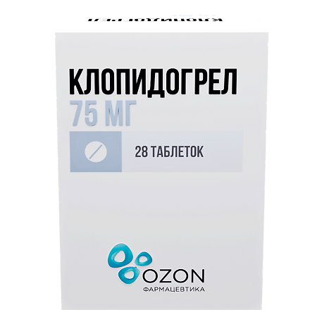 Клопидогрел таблетки покрыт.плен.об. 75 мг 28 шт