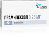 Прамипексол таблетки 0,25 мг 30 шт