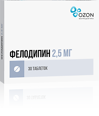 Изображение товара Фелодипин таблетки с пролонг высвобождением покрыт.плен.об. 2,5 мг 30 шт