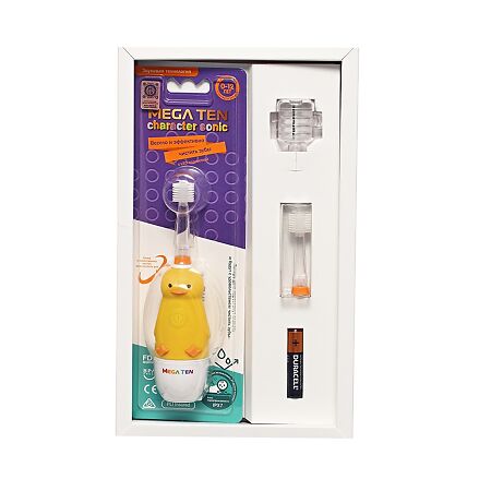 Megaten Kids Sonic Набор Детская электрическая зубная щетка Утенок+насадка 1уп