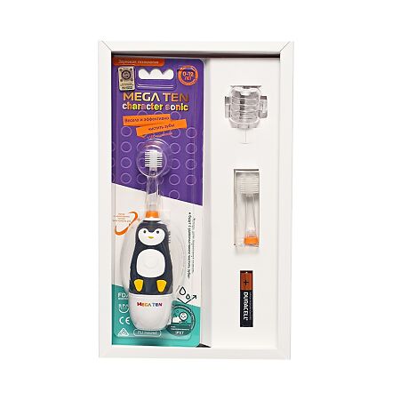Megaten Kids Sonic Набор Детская электрическая зубная щетка Пингвиненок+насадка 1уп