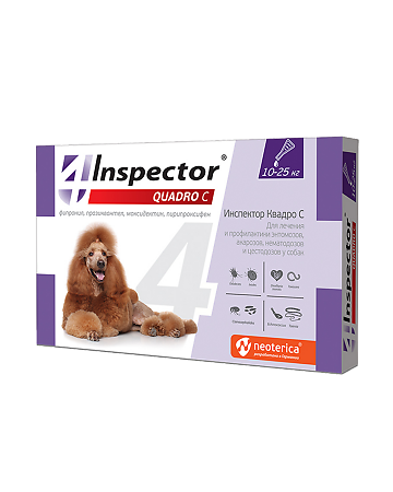 Inspector Quadro Капли на холку для собак 10-25 кг пипетка 1 шт