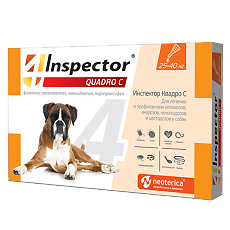 Купить Inspector Quadro C Капли на холку для собак 25-40 кг пипетка 1 шт цена