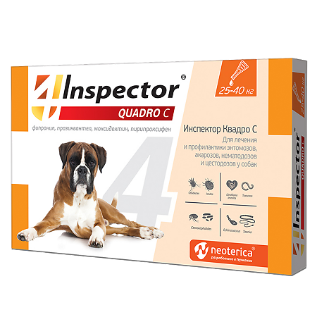 Inspector Quadro C Капли на холку для собак 25-40 кг пипетка 1 шт