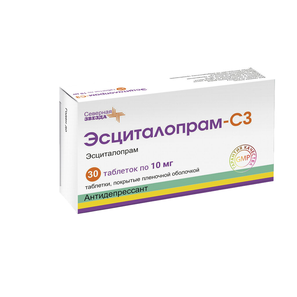 Эсциталопрам-СЗ, таблетки покрыт.плен.об. 10 мг 30 шт - , цена и .