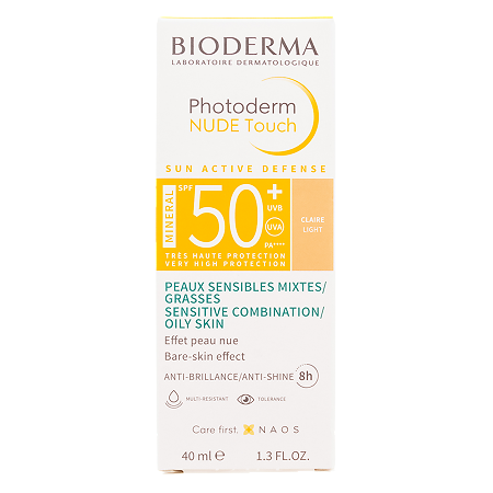 Bioderma Photoderm Cолнцезащитный флюид с тоном,минеральные фильтры SPF50+ светлый оттенок 40 мл 1 шт