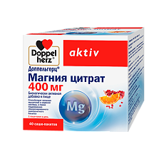 Купить Доппельгерц Актив Магния цитрат 400 мг порошок саше-пакеты массой по 6,0 г 40 шт цена