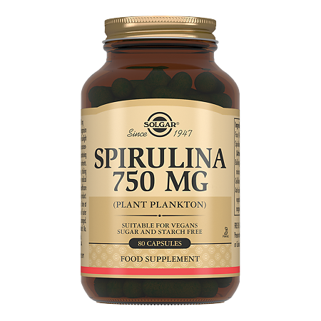 Изображение товара Solgar Спирулина 750 мг капсулы 80 шт — биодобавка для иммунитета и энергии