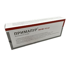 Изображение товара Примапур раствор для п/к введ 22 мгк/0,5 мл 0,5 мл картриджи в шприц-ручке 1 шт.+иглы 5 шт.