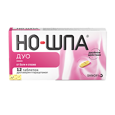 Купить Но-шпа Дуо таблетки 40 мг+500 мг  12 шт цена