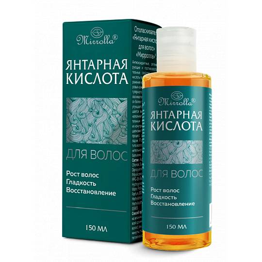 Изображение товара Мирролла Янтарная кислота для волос 150 мл укрепление блеск и регенерация