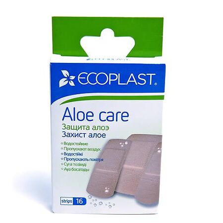 Ecoplast Набор полимерных пластырей Aloe care с экстрактом алое 16 шт
