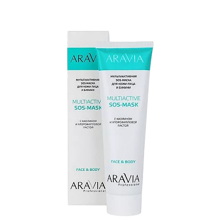 Изображение товара Aravia Professional Мультиактивная SOS-маска для кожи лица и бикини с каолином и хлорофилловой пастой 100 мл 1 шт