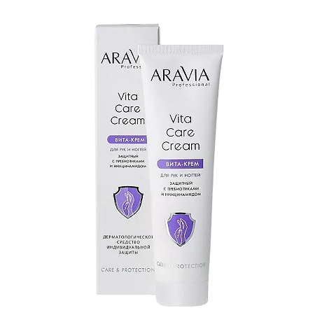 Изображение товара Aravia Professional Вита-крем для рук и ногтей защитный Vita Care Cream с пребиотиками и ниацинамидом 100 мл 1 шт