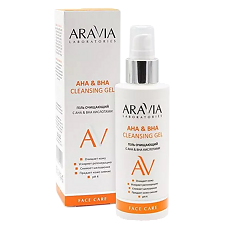 Купить Aravia Laboratories Гель очищающий с АНА и ВНА кислотами AHA&BHA Cleansing Gel 150 мл 1 шт цена