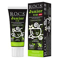 Купить R.O.C.S. Junior Зубная паста для детей от 6 до 12 лет Black Edition Кокос и Ваниль 74 г 1 шт цена