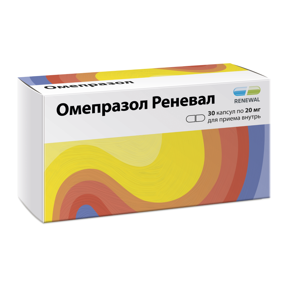 Омепразол Реневал, капсулы кишечнорастворимые 20 мг 30 шт -  .