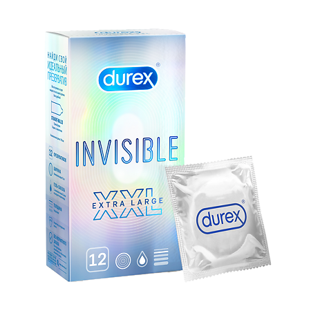 Презервативы Durex Invisible XXL из натурального латекса ультратонкие 12 шт