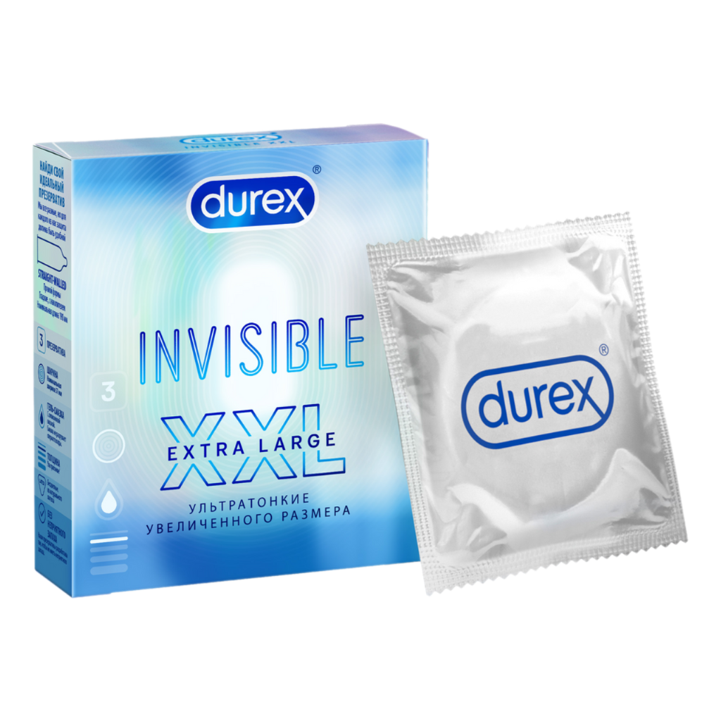 Презервативы Durex Invisible XXL из натурального латекса ультратонкие 3 шт