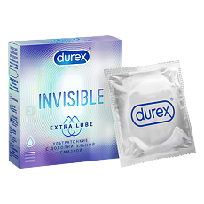 Купить Презервативы Durex Invisible Extra Lube из натурального латекса ультратонкие 3 шт цена