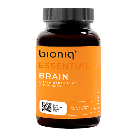 Bioniq Essential Brain Комплекс L-Триптофан 50 мг для повышения продуктивности мозга капсулы по 600 мг 120 шт